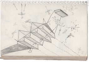 Untitled (Origami spacecraft under attack by WWI aircraft)
